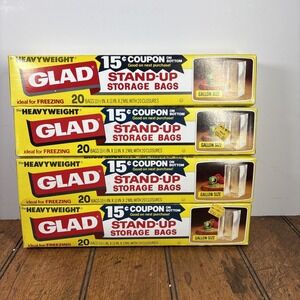 Glad Heavy Weight 20 Gallon Size Stand Up Storage Bags - Vintage NOS 80 Bags